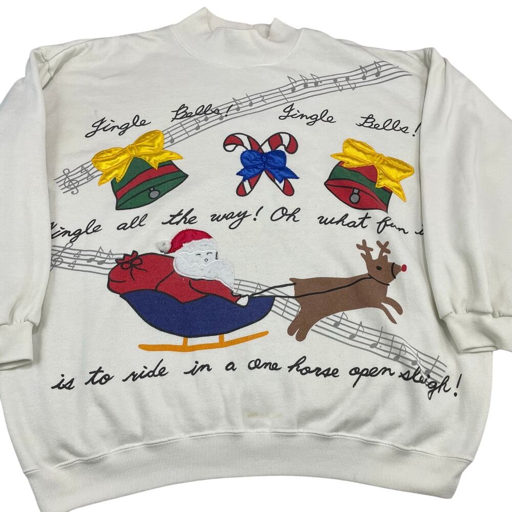 VTG 90s Jingle Bells Lyrics Christmas Sweatshirt, American Weekend, Size XL